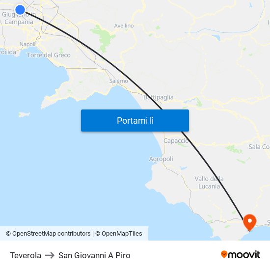 Teverola to San Giovanni A Piro map