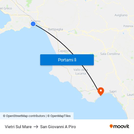 Vietri Sul Mare to San Giovanni A Piro map