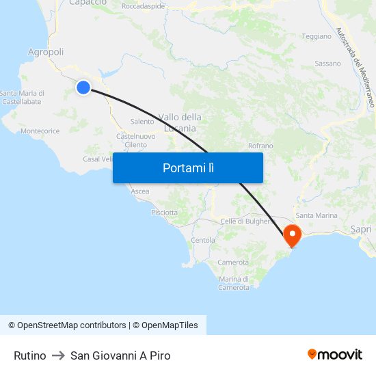 Rutino to San Giovanni A Piro map