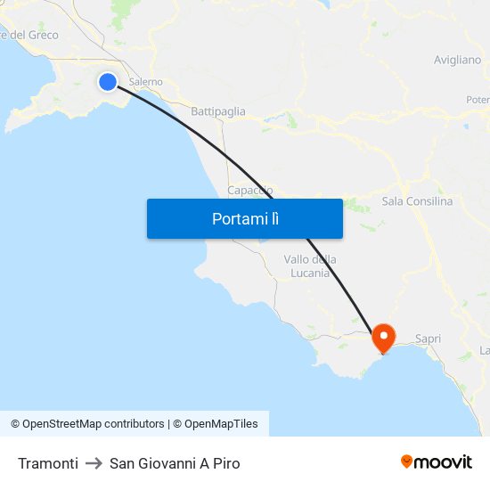 Tramonti to San Giovanni A Piro map