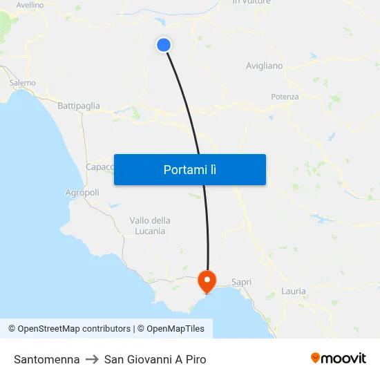 Santomenna to San Giovanni A Piro map