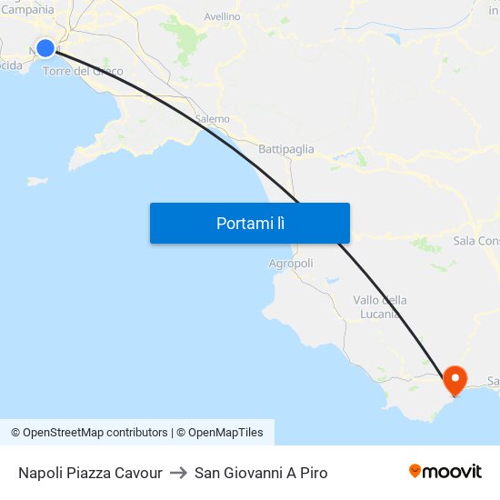 Napoli Piazza Cavour to San Giovanni A Piro map
