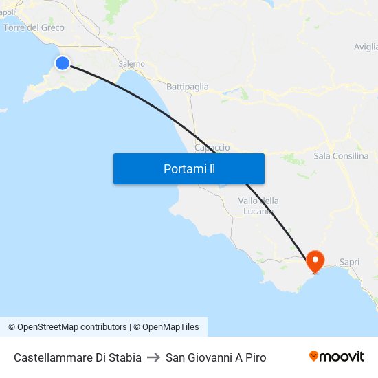 Castellammare Di Stabia to San Giovanni A Piro map