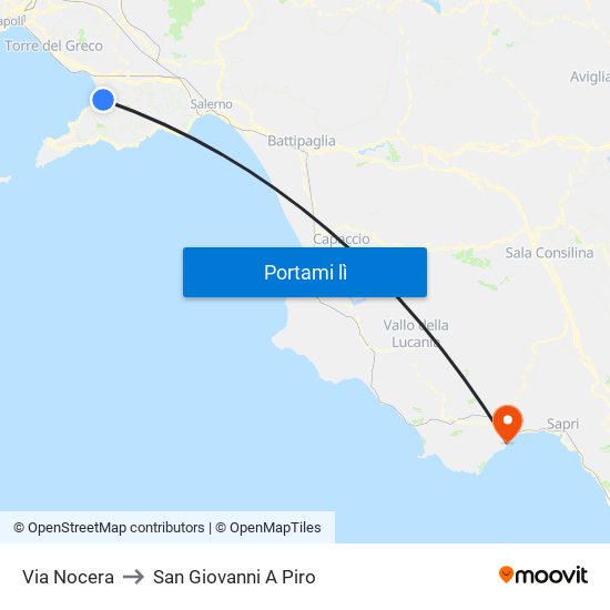 Via Nocera to San Giovanni A Piro map