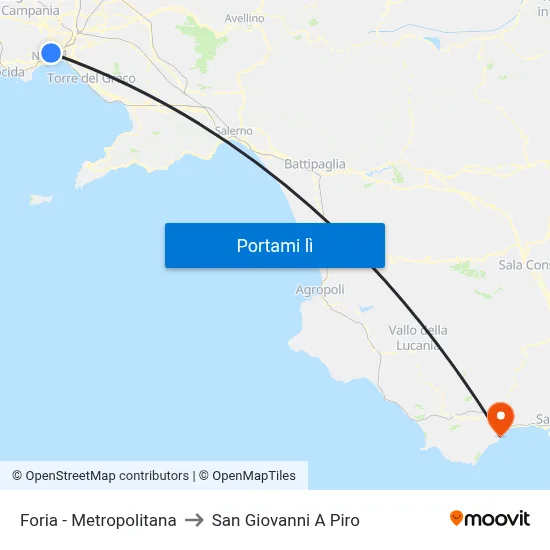 Foria - Metropolitana to San Giovanni A Piro map