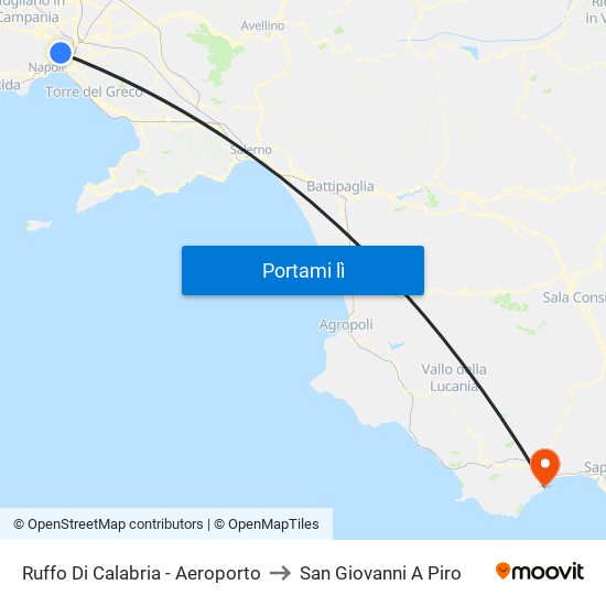Ruffo Di Calabria - Aeroporto to San Giovanni A Piro map