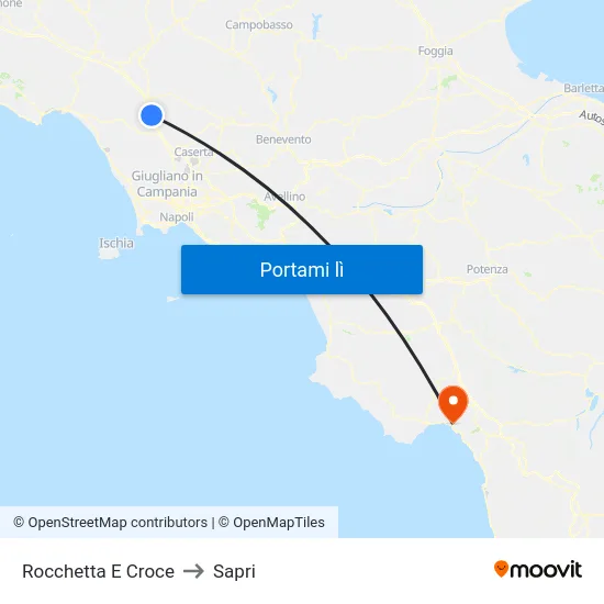 Rocchetta E Croce to Sapri map