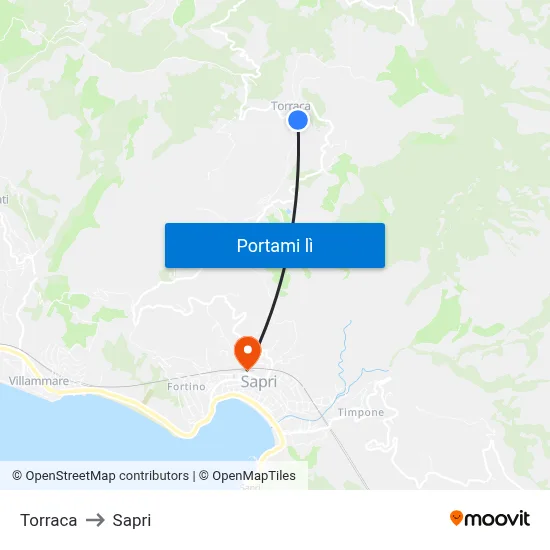 Torraca to Sapri map