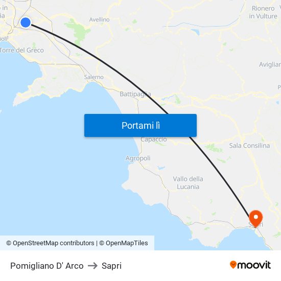 Pomigliano D' Arco to Sapri map