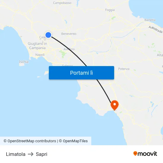 Limatola to Sapri map