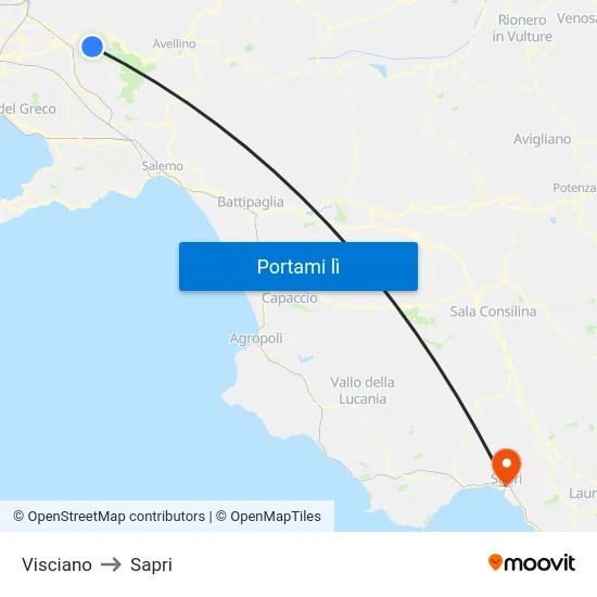 Visciano to Sapri map