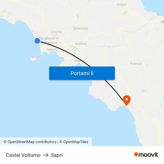 Castel Volturno to Sapri map
