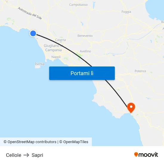 Cellole to Sapri map