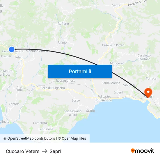 Cuccaro Vetere to Sapri map