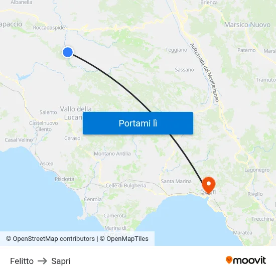 Felitto to Sapri map