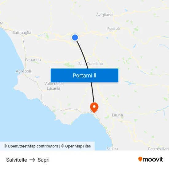Salvitelle to Sapri map