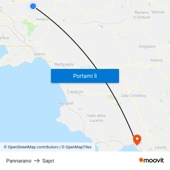 Pannarano to Sapri map