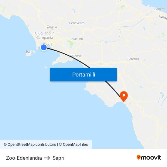 Zoo-Edenlandia to Sapri map