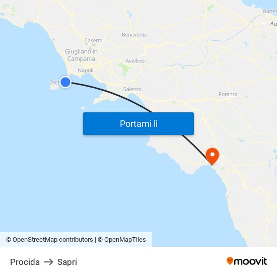 Procida to Sapri map