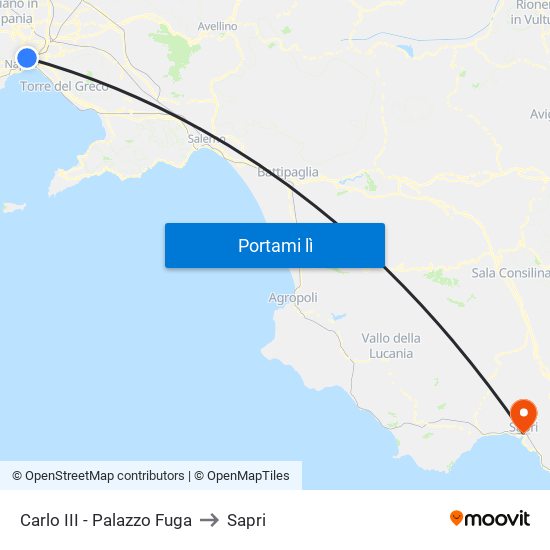 Carlo III - Palazzo Fuga to Sapri map