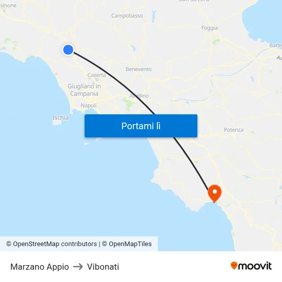 Marzano Appio to Vibonati map
