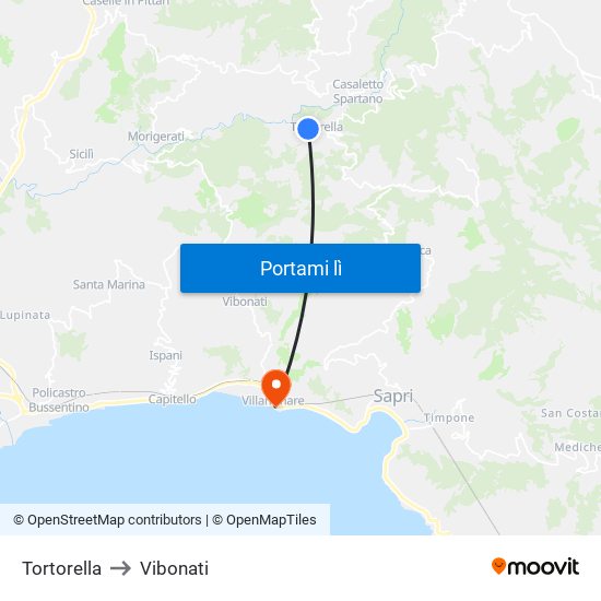 Tortorella to Vibonati map