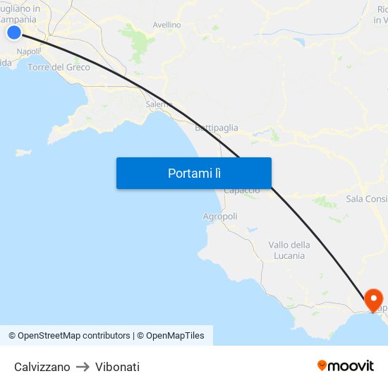 Calvizzano to Vibonati map