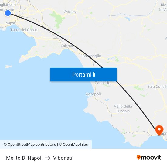 Melito Di Napoli to Vibonati map