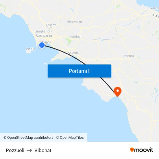 Pozzuoli to Vibonati map