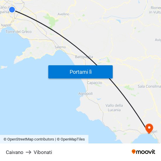 Caivano to Vibonati map