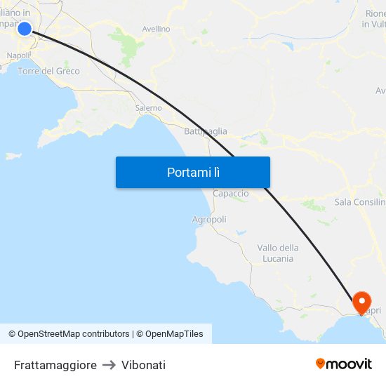 Frattamaggiore to Vibonati map
