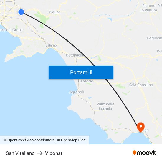 San Vitaliano to Vibonati map