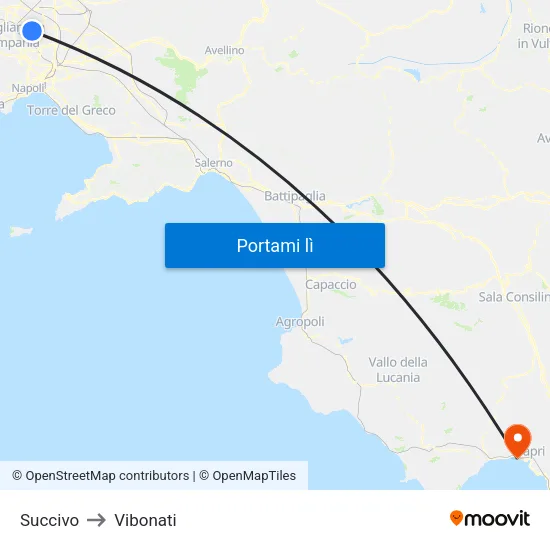 Succivo to Vibonati map