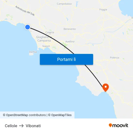 Cellole to Vibonati map