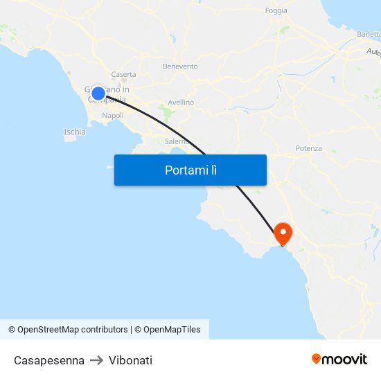 Casapesenna to Vibonati map