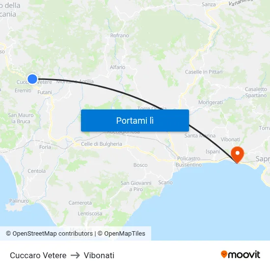 Cuccaro Vetere to Vibonati map