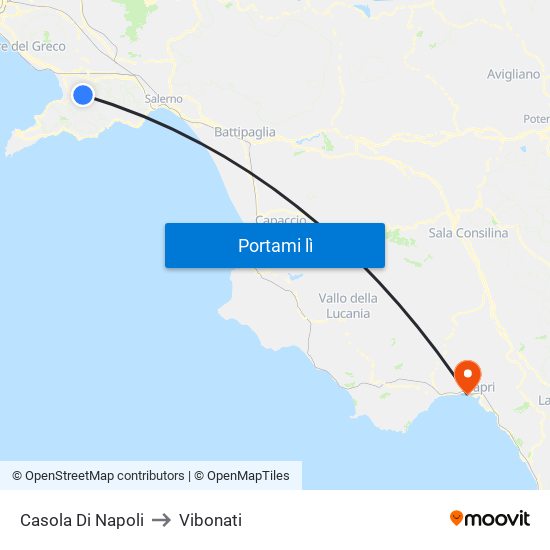 Casola Di Napoli to Vibonati map