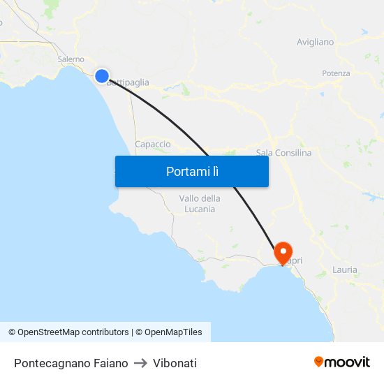 Pontecagnano Faiano to Vibonati map