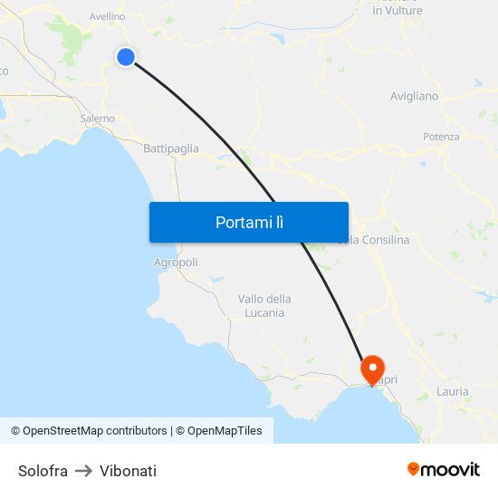 Solofra to Vibonati map