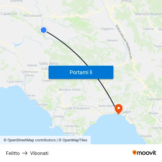 Felitto to Vibonati map