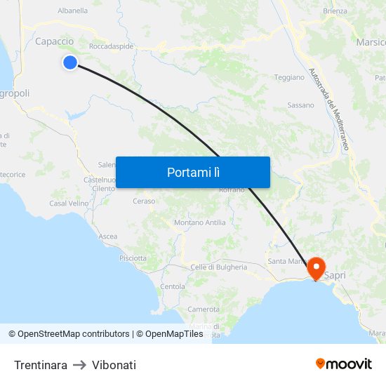 Trentinara to Vibonati map