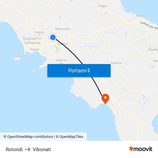 Rotondi to Vibonati map