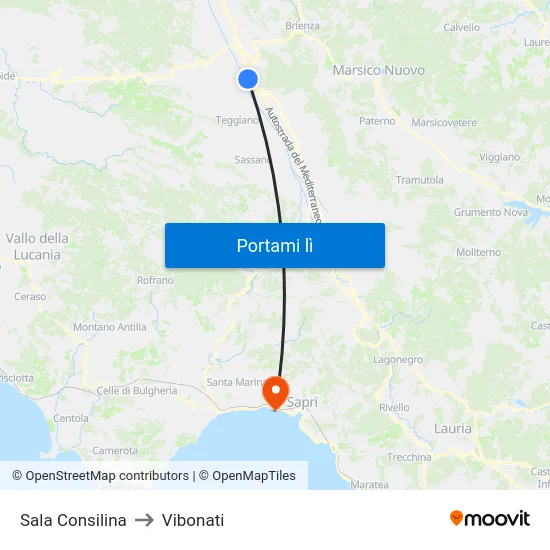 Sala Consilina to Vibonati map