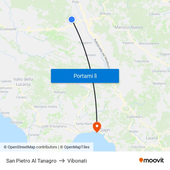San Pietro Al Tanagro to Vibonati map