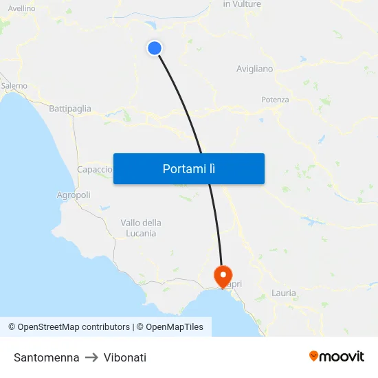 Santomenna to Vibonati map