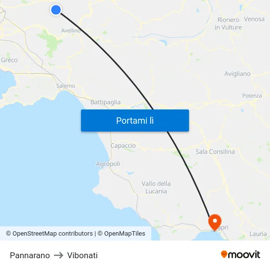 Pannarano to Vibonati map