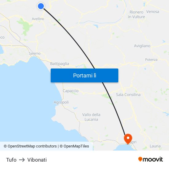 Tufo to Vibonati map