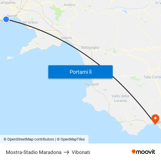 Mostra-Stadio Maradona to Vibonati map