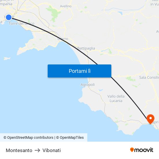 Montesanto to Vibonati map