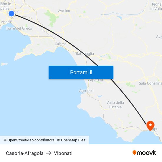 Casoria-Afragola to Vibonati map
